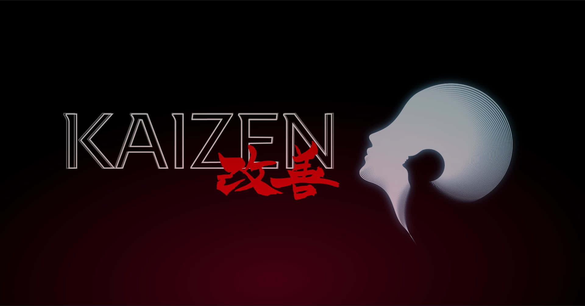 Kaizen, dark red gradient background, concentric rings, Full HD Desktop Wallpaper