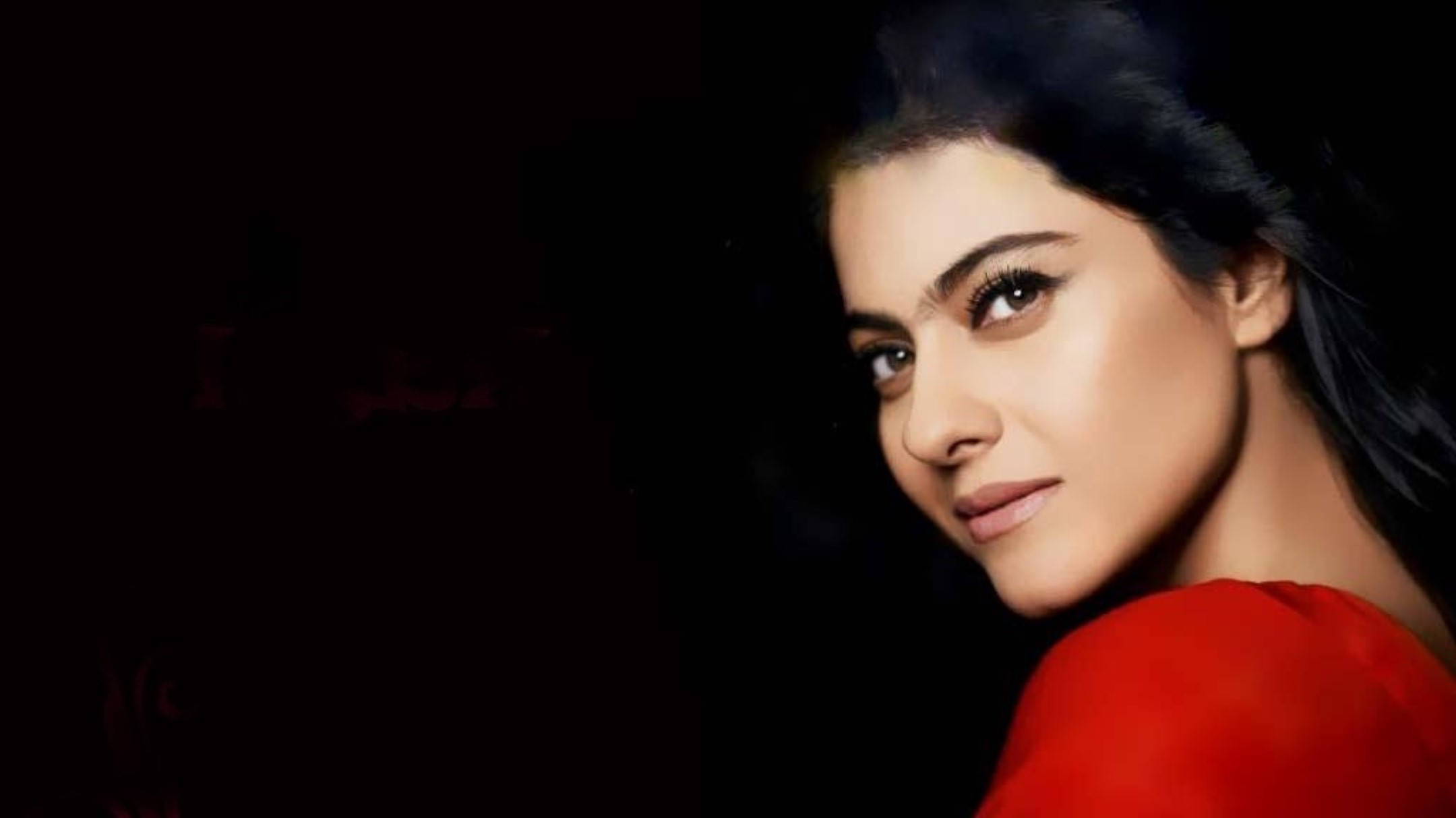 Kajol, dark hair, red top, Full HD Desktop Wallpaper