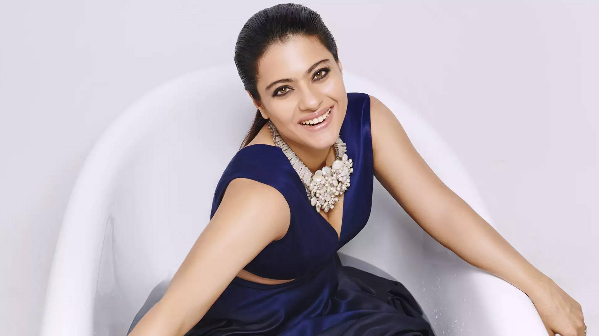 Kajol, fancy, navy blue, Full HD Desktop Wallpaper