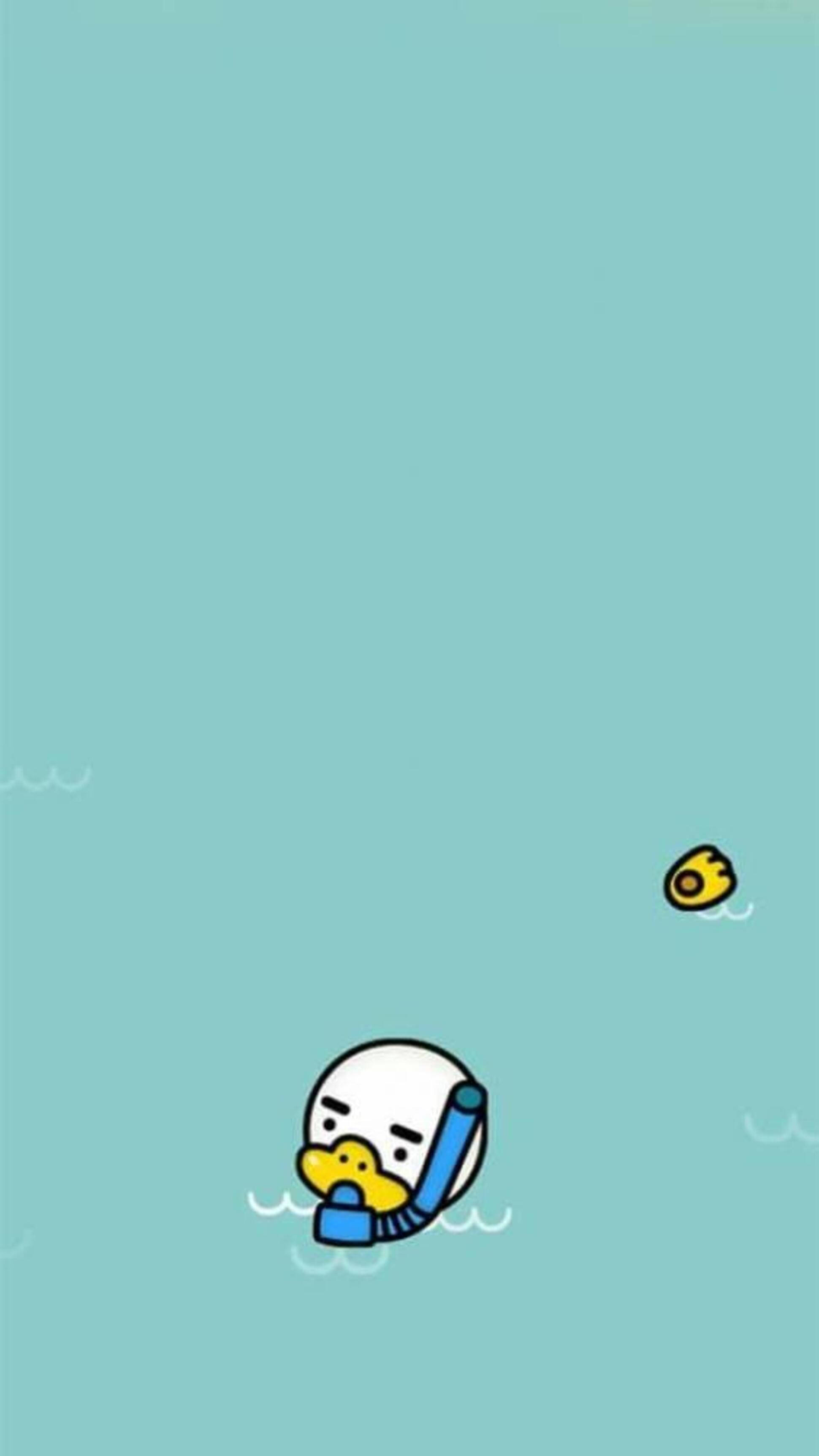 Kakao Friends, snorkelling tube, cartoon duck, 2K Phone Wallpaper