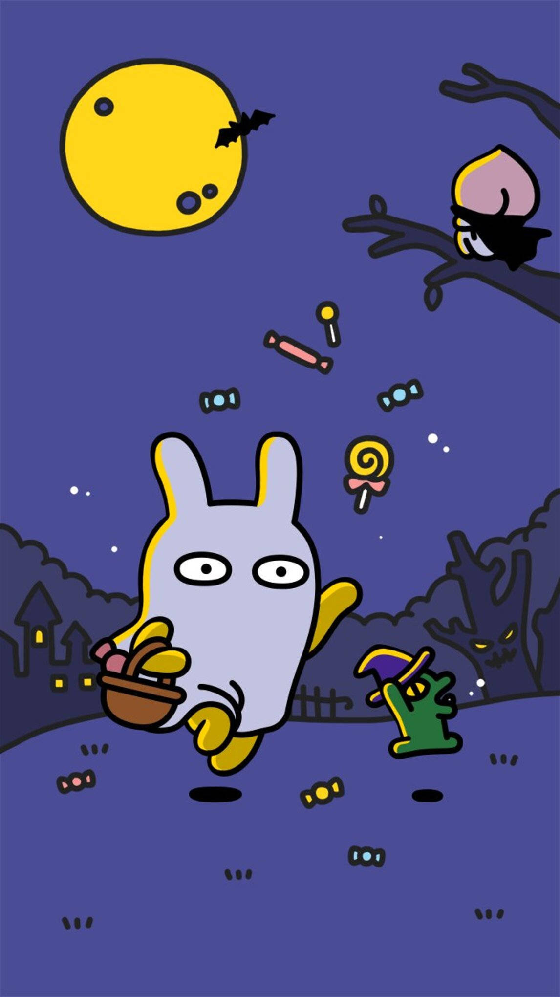 Kakao Friends, Halloween, cartoon rabbit, Full HD Phone Wallpaper