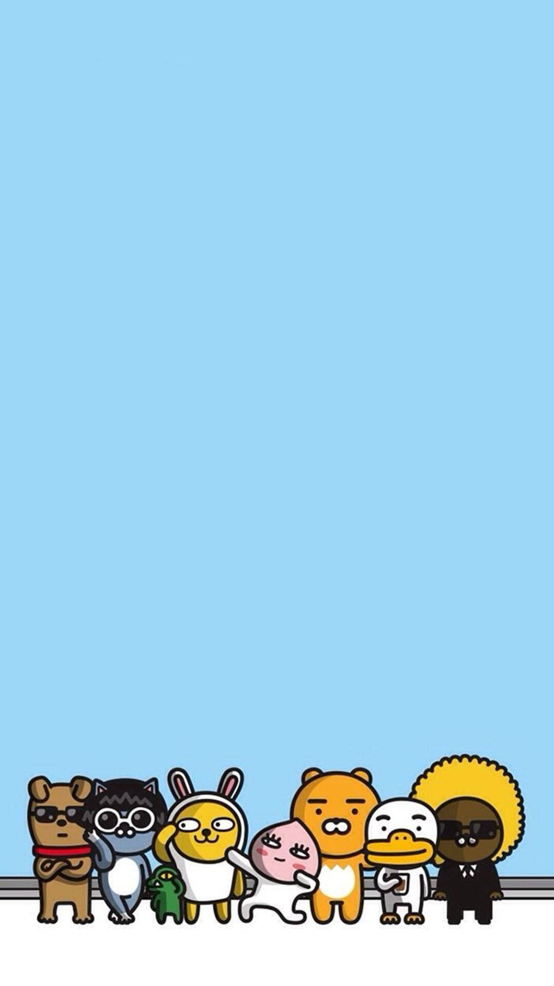 Kakao Friends, seven cute cartoon animals, distinct outfits, Full HD Phone Wallpaper