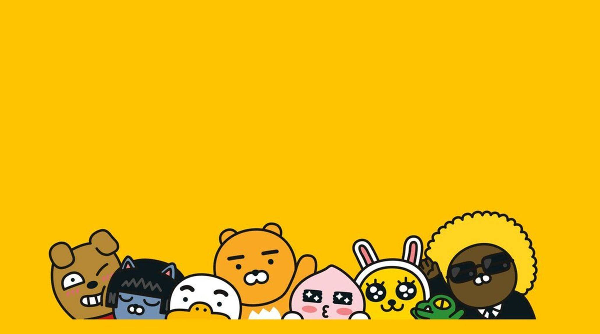 Kakao Friends, yellow, cartoon characters, Full HD Desktop Wallpaper