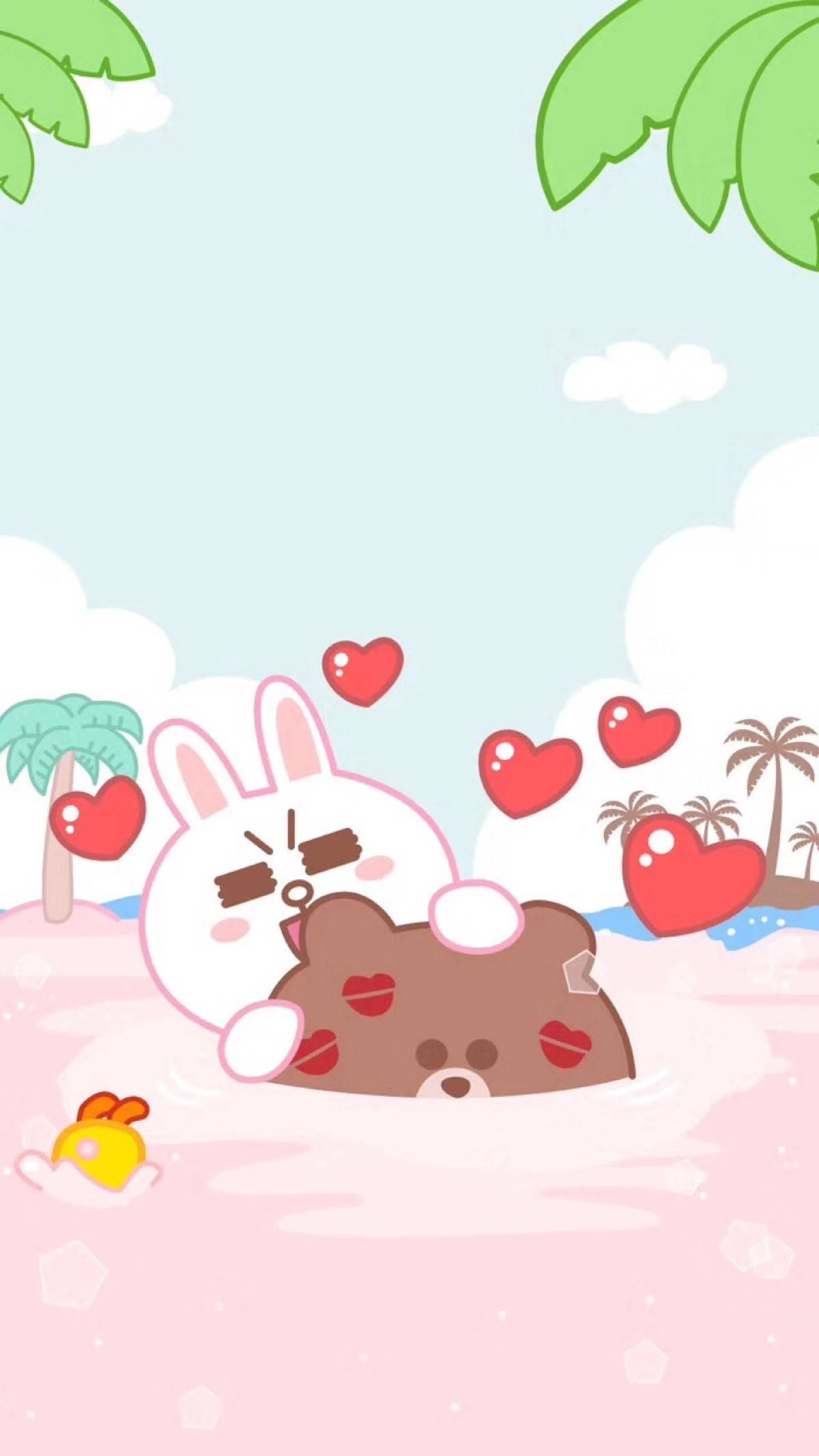 Kakao Friends, cartoon rabbit, bear, Full HD Phone Wallpaper
