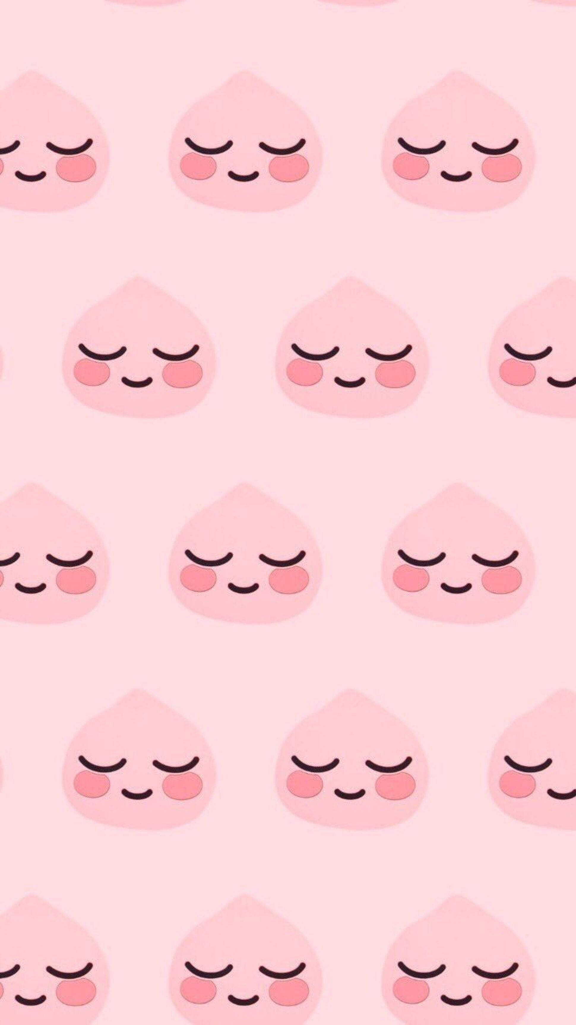 Kakao Friends, pink Apeach, teardrop faces, 2K Phone Wallpaper