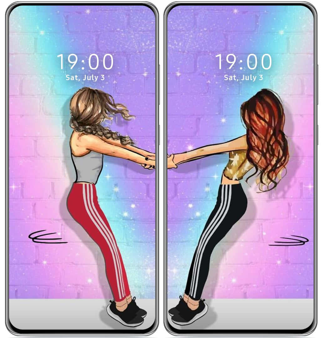 Kakao Friends, athletic wear, sparkling gradient brick wall, SD Phone Wallpaper