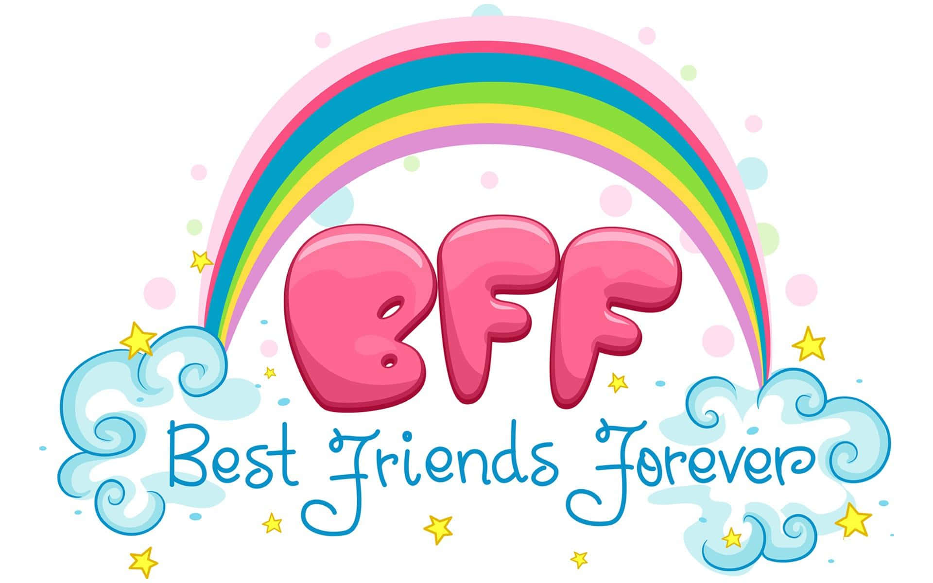 Kakao Friends, rainbow, glossy pink BFF letters, Full HD Desktop Wallpaper