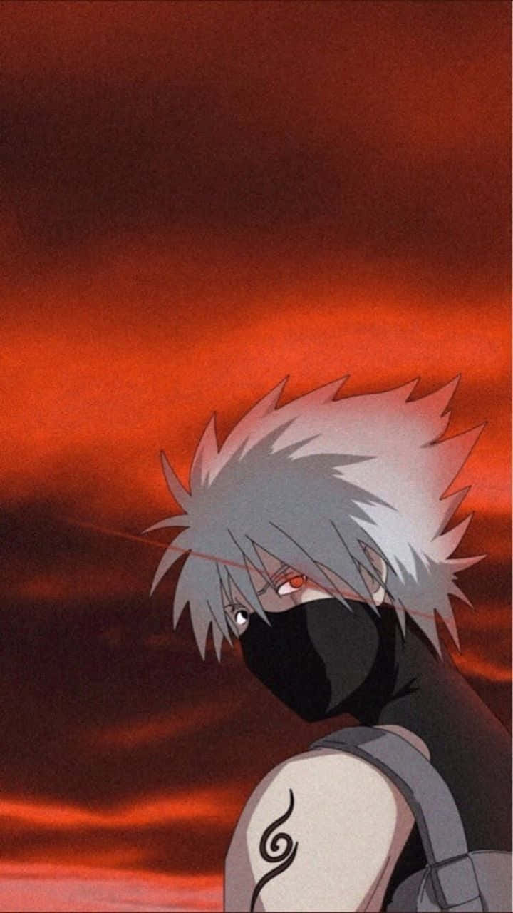 Kakashi Aesthetic, spiky-haired anime character, red eyes, HD Phone Wallpaper