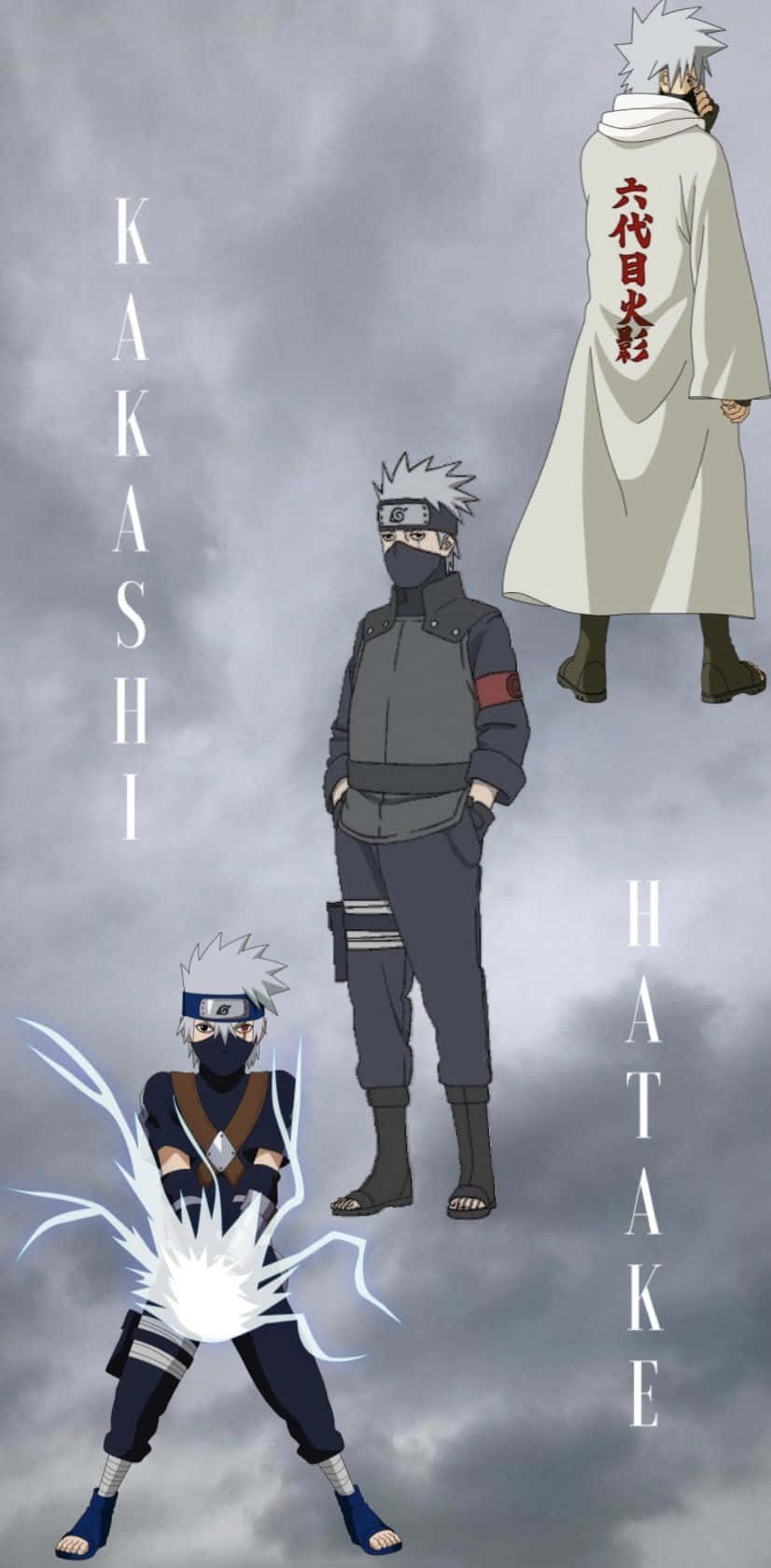 Kakashi Aesthetic, anime ninja characters, stormy gray sky, HD Phone Wallpaper