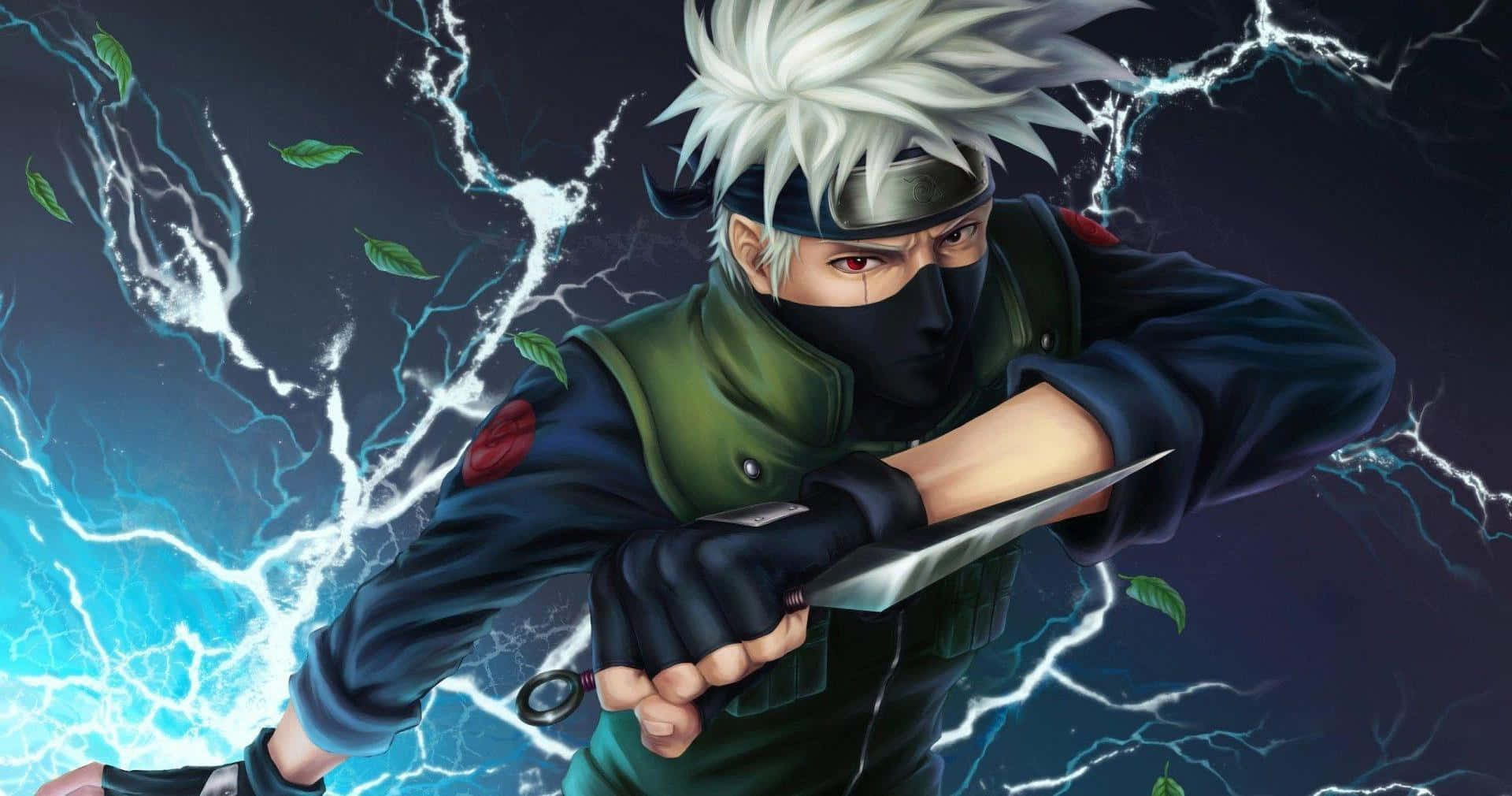 Kakashi Aesthetic, white-haired ninja, red eyes, Full HD Desktop Wallpaper