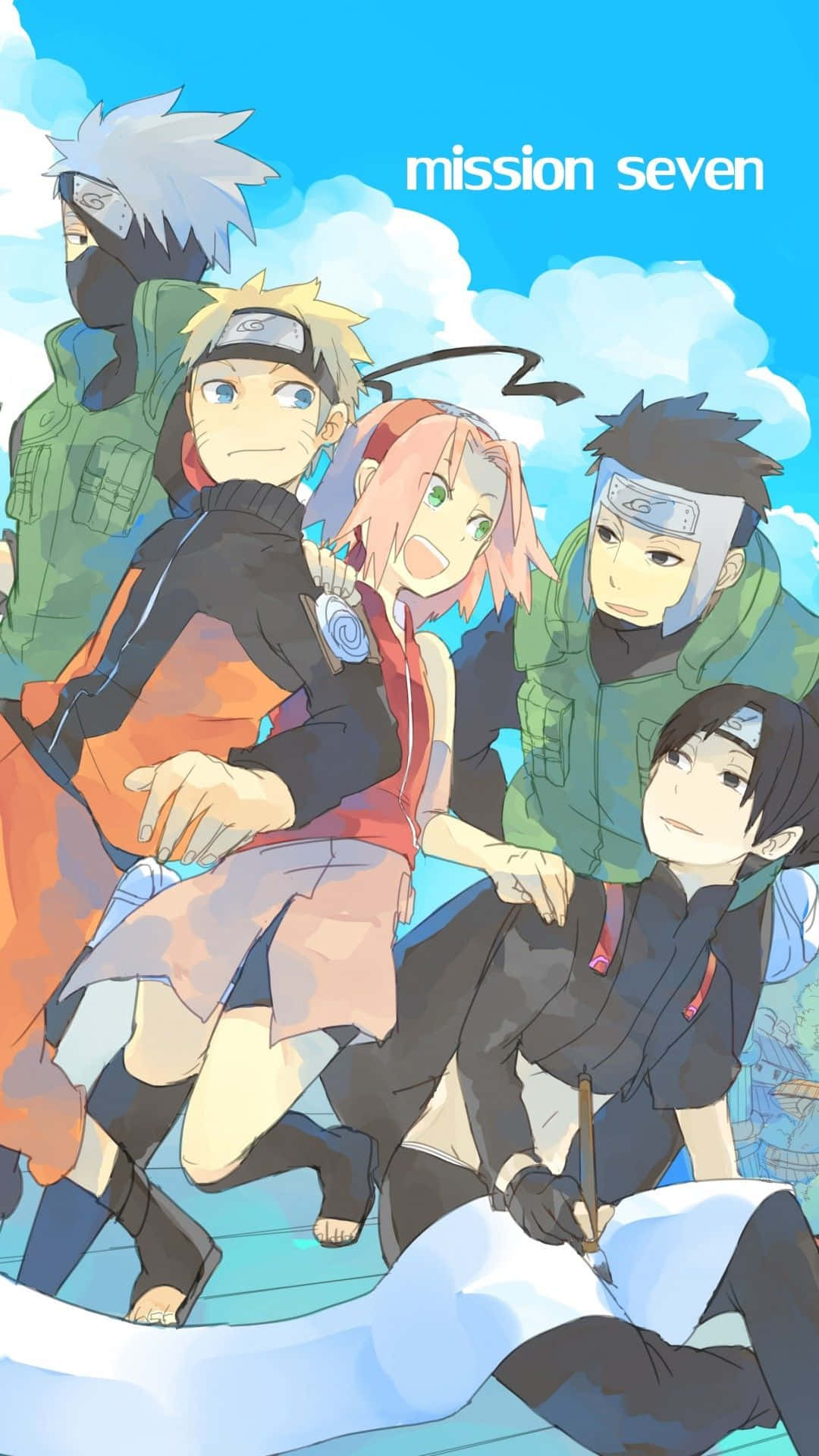 Kakashi, anime ninja characters, bright blue sky, Full HD Phone Wallpaper