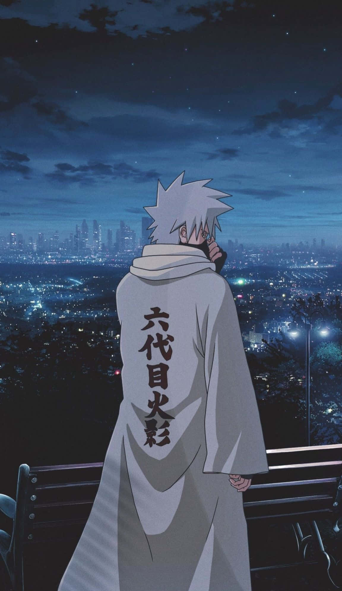 Kakashi Aesthetic, spiky white hair, railing, Full HD Phone Wallpaper