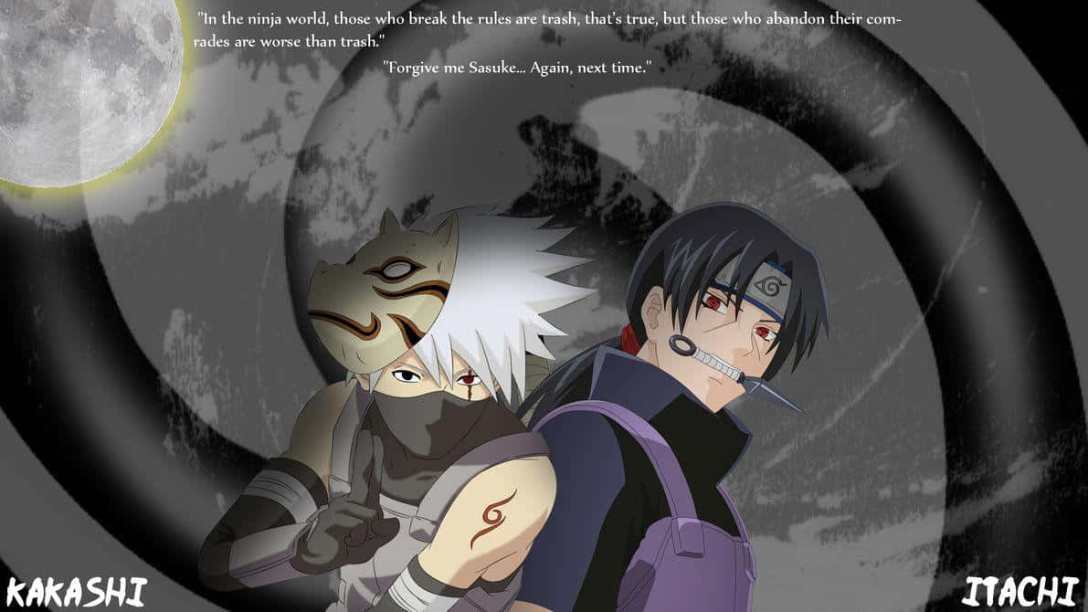 Kakashi, Itachi, full moon, SD Desktop Wallpaper