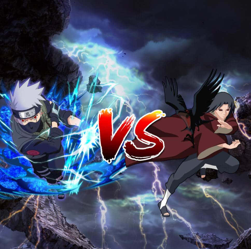 Kakashi, Itachi, stormy mountain arena, SD Desktop Wallpaper