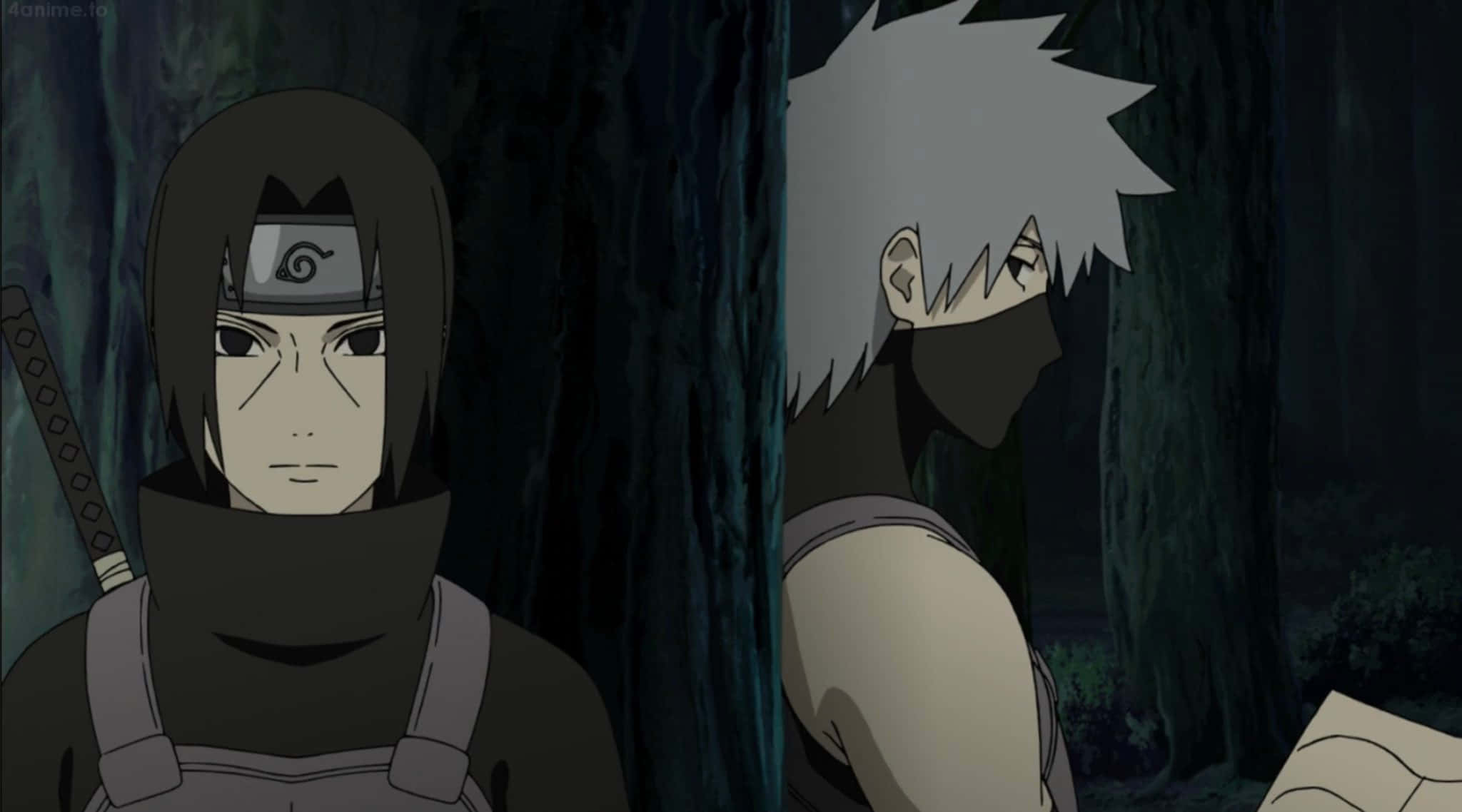 Kakashi, Itachi, dark forest, Full HD Desktop Wallpaper