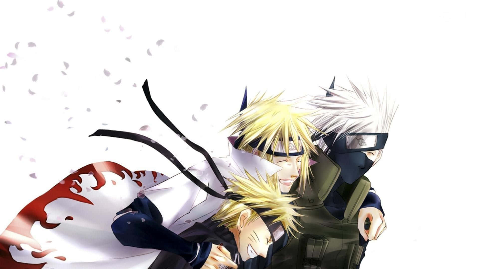 Kakashi, Minato, cherry petals, Full HD Desktop Wallpaper
