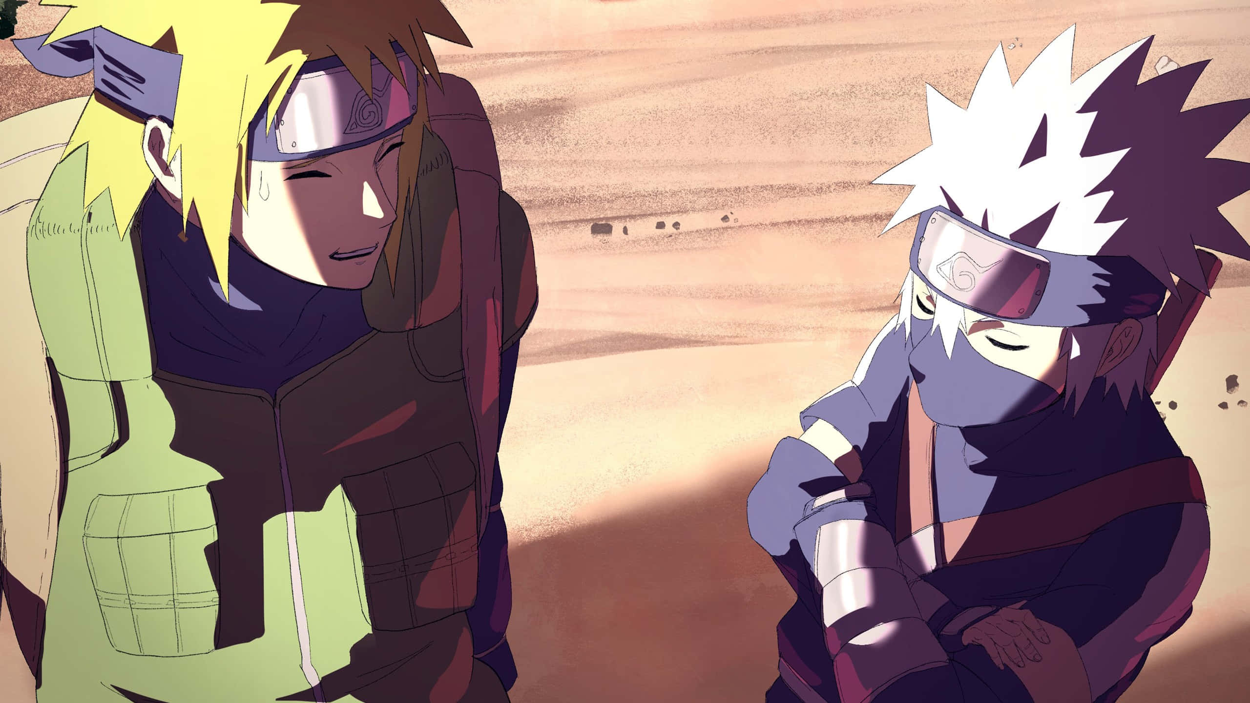 Kakashi, Minato, desert, 2K Desktop Wallpaper