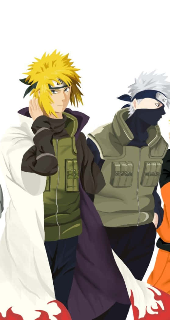 Kakashi, Minato, spiky yellow hair, SD Phone Wallpaper