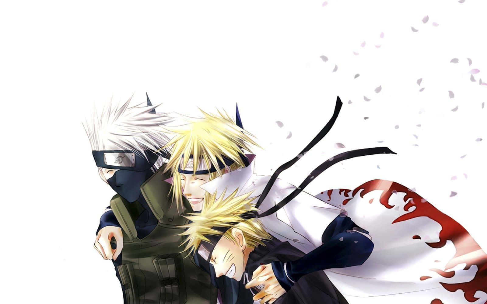 Kakashi, Minato, cherry petals, HD Desktop Wallpaper