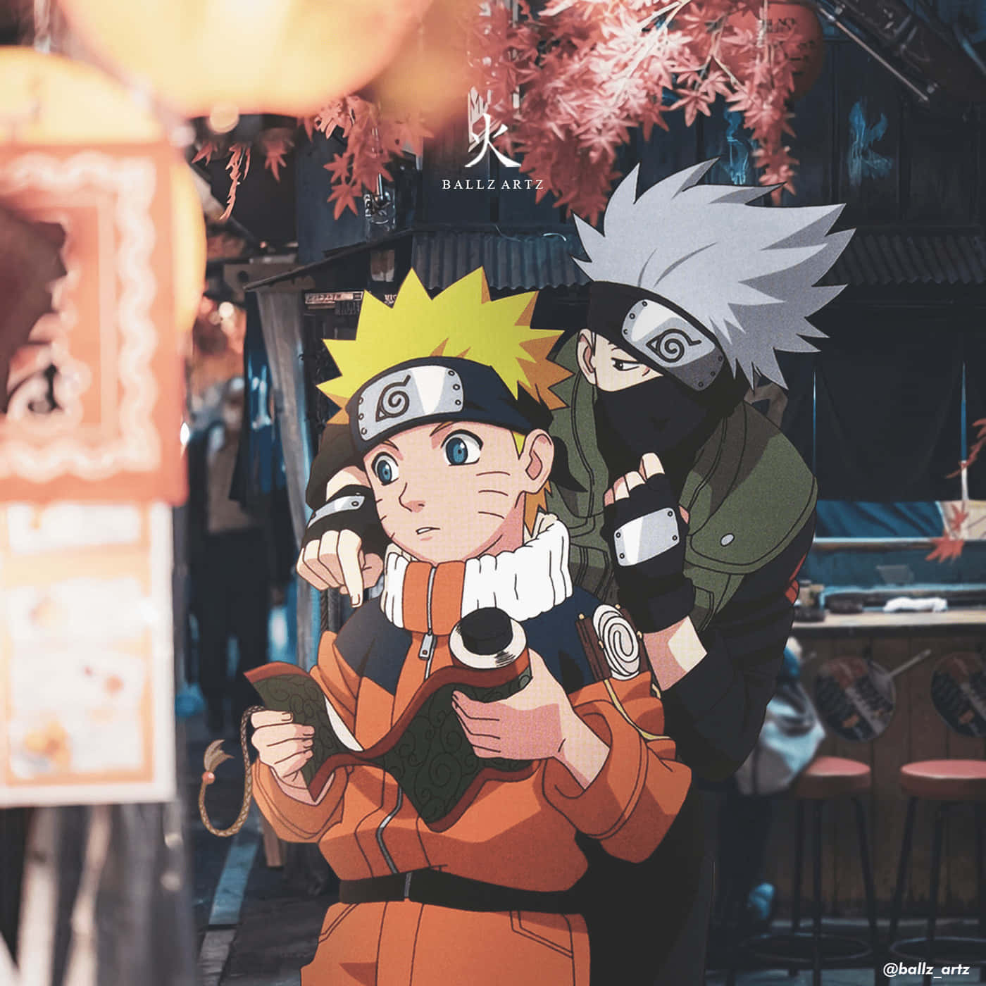 Kakashi, Naruto, Japanese street, HD Desktop Wallpaper