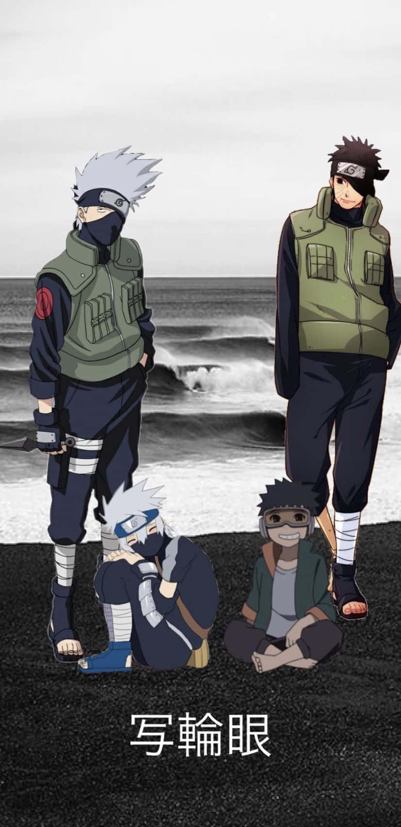 Kakashi, Obito, rocky beach, HD Phone Wallpaper