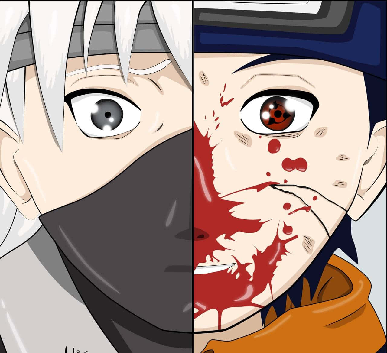 Kakashi, Obito, masked, HD Desktop Wallpaper