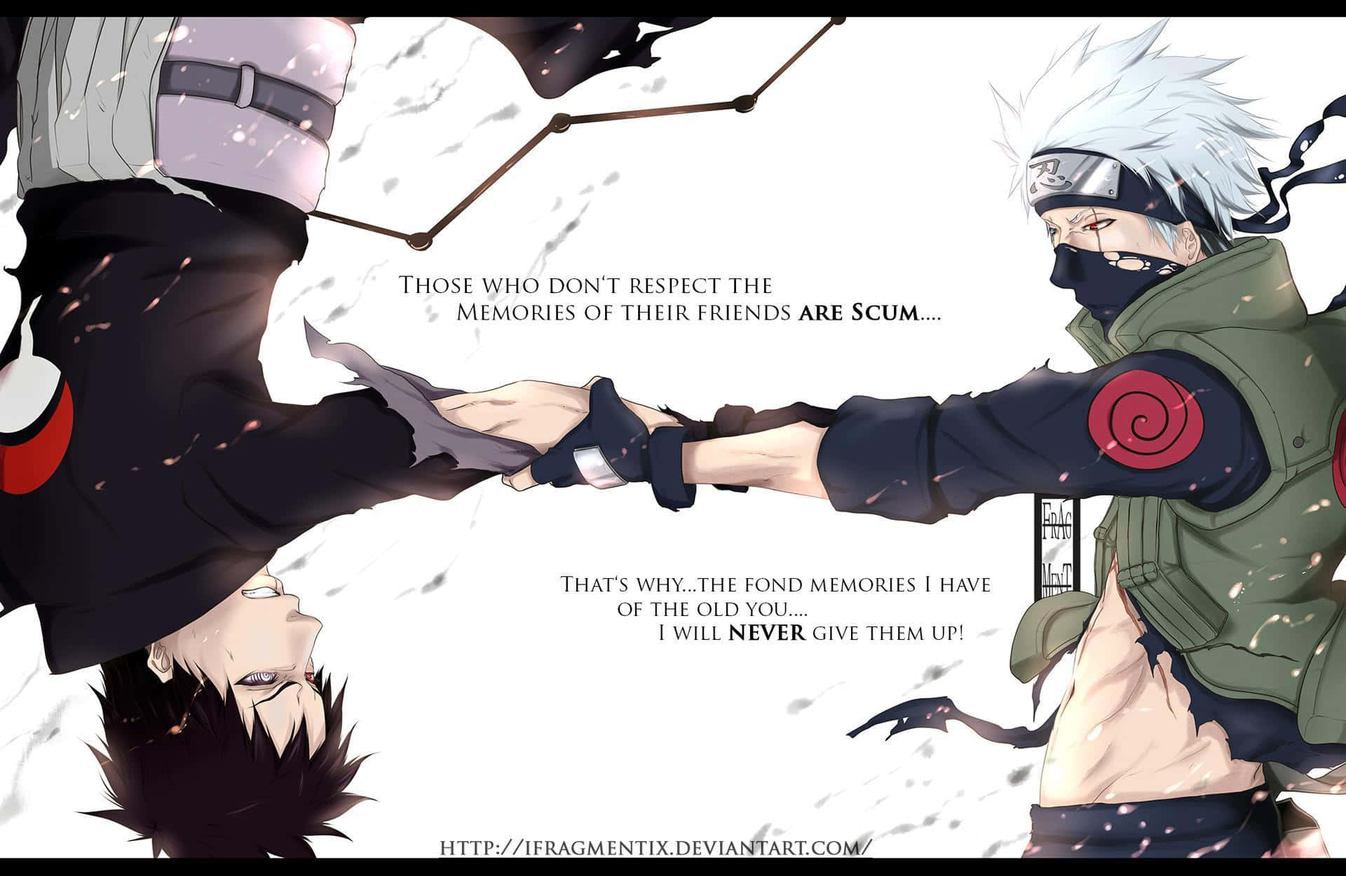 Kakashi, Obito, hand-to-hand confrontation, Full HD Desktop Wallpaper