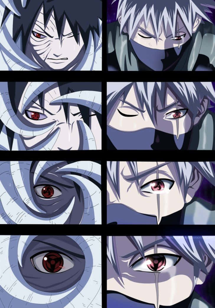 Kakashi And Obito, red eyes, silver hair, SD Phone Wallpaper