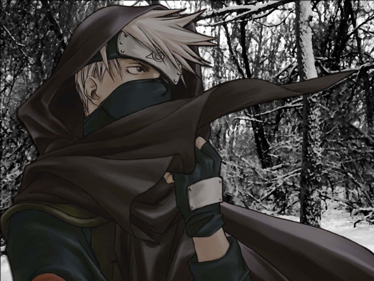 Kakashi, Obito, snowy forest, HD Desktop Wallpaper