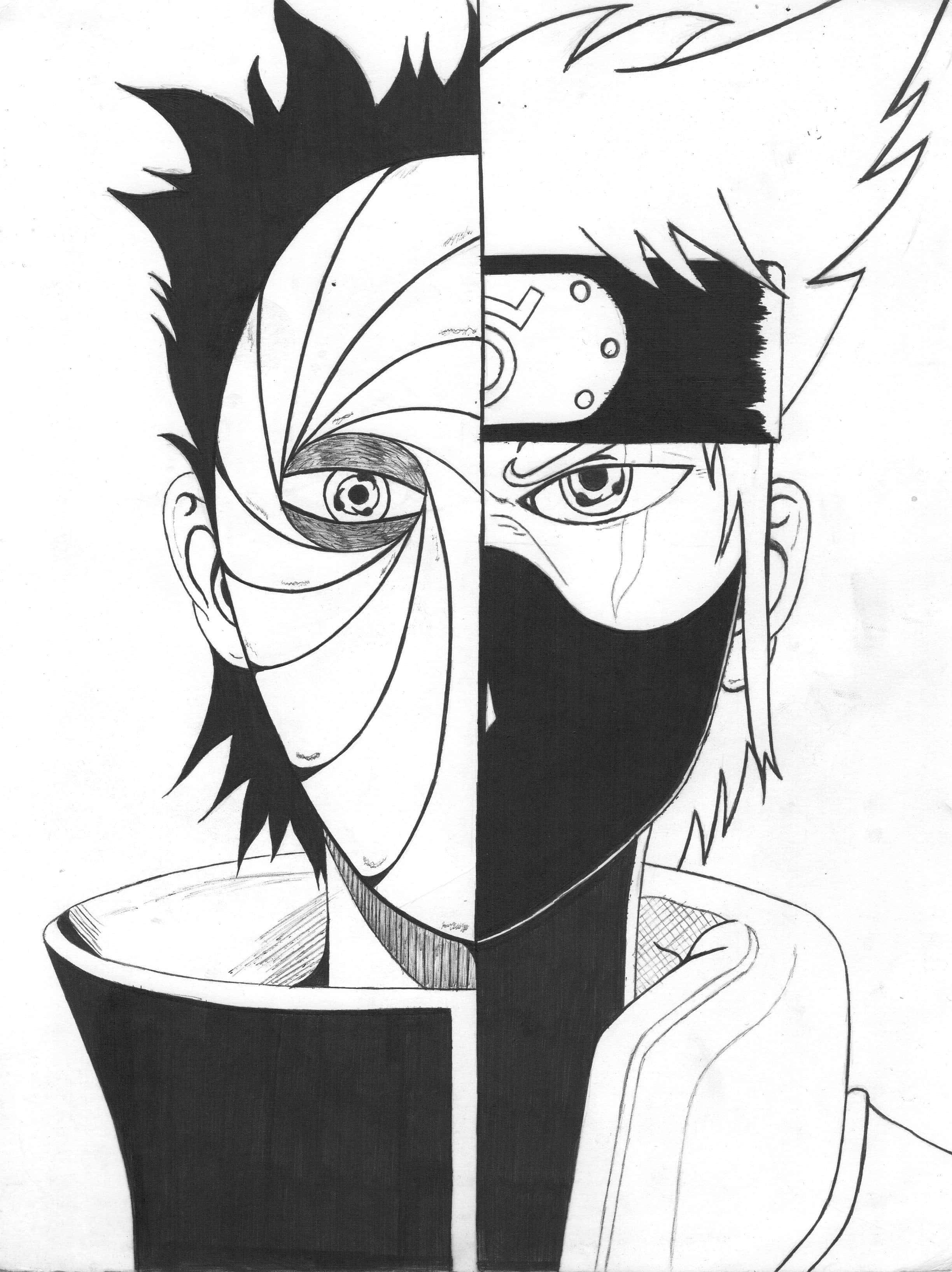 Kakashi, Obito, spiral eye mask, 2K Phone Wallpaper