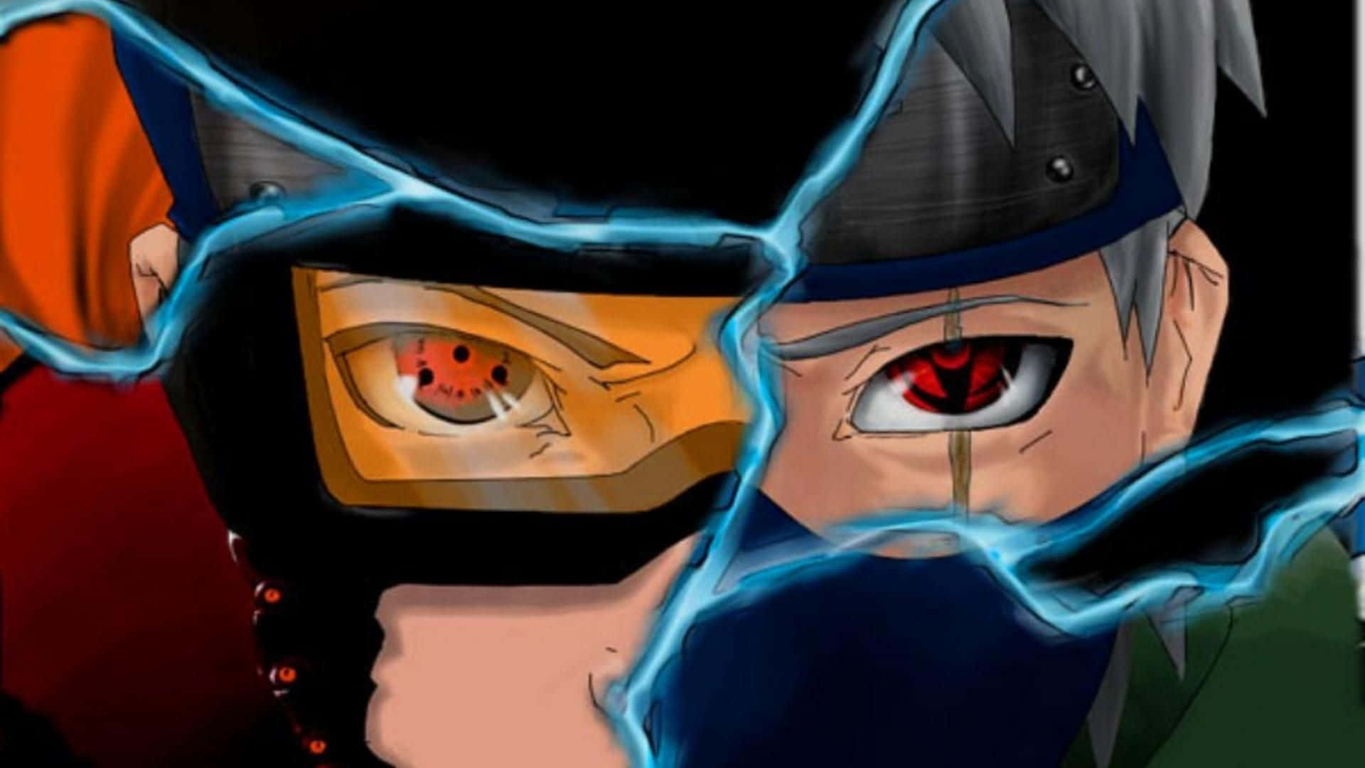 Kakashi, Obito, glowing red eyes, Full HD Desktop Wallpaper