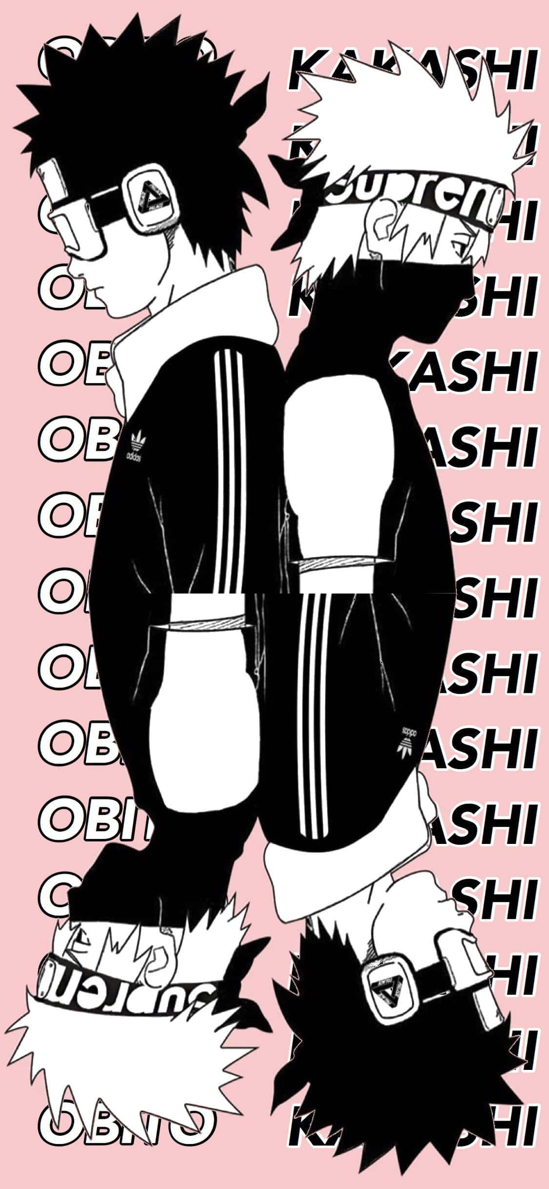 Kakashi, Obito, black and white tracksuits, Full HD Phone Wallpaper