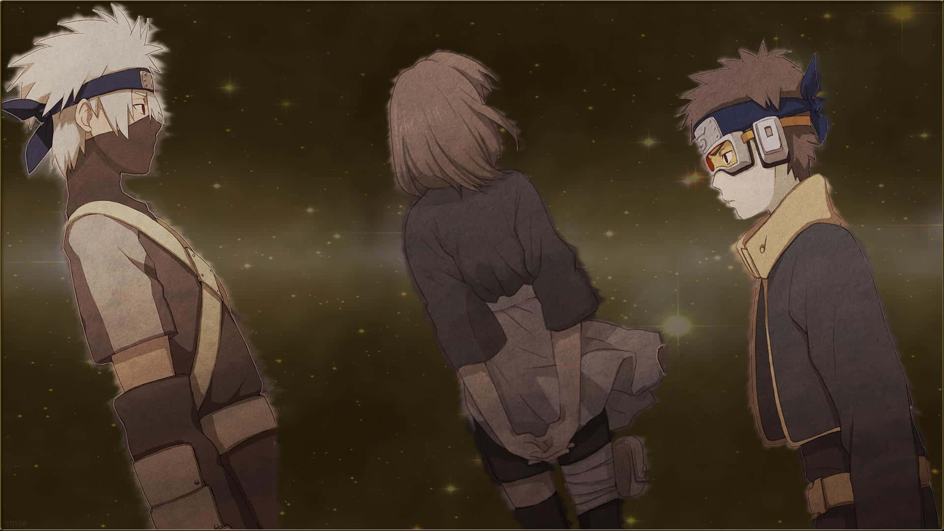 Kakashi, Obito, starry night sky, Full HD Desktop Wallpaper