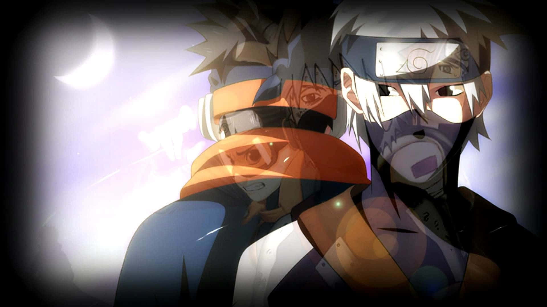 Kakashi, Obito, crescent moon, Full HD Desktop Wallpaper