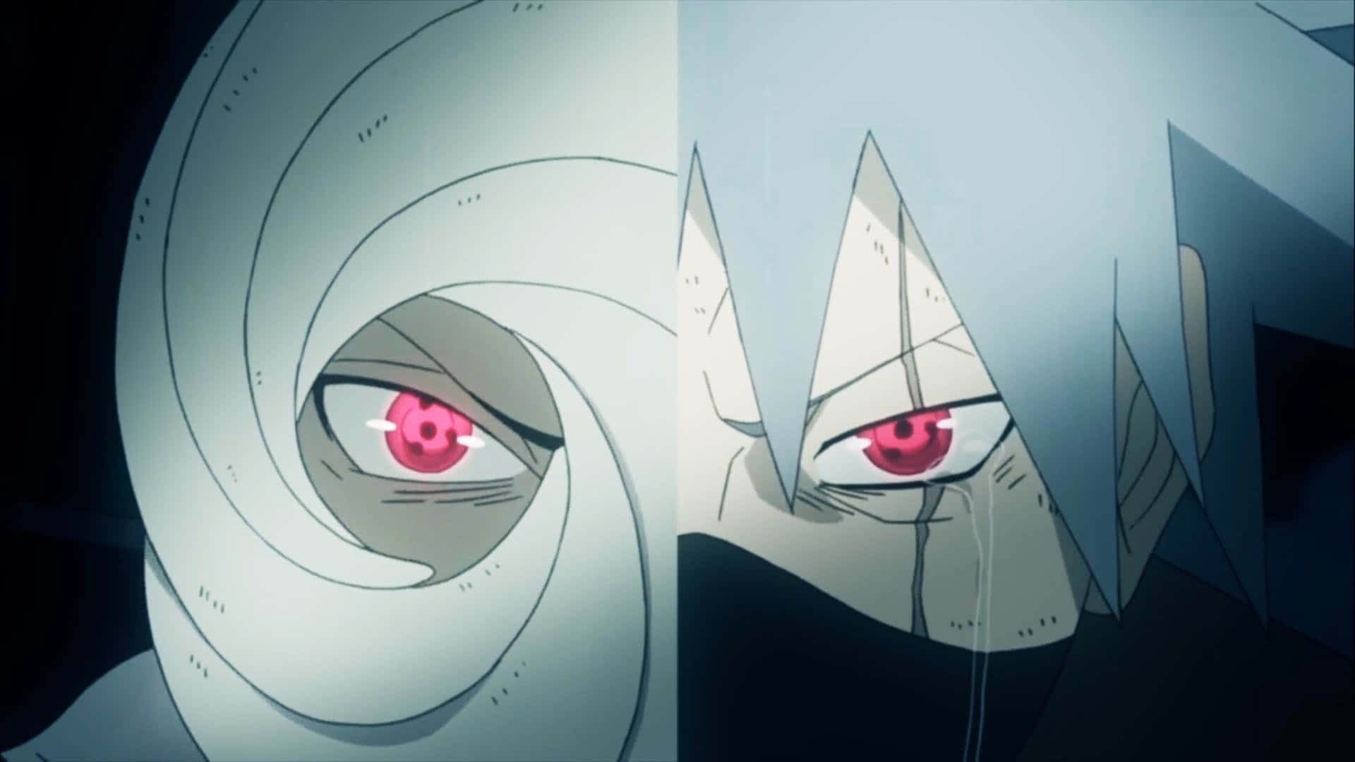 Kakashi, Tobi, glowing red eyes, Full HD Desktop Wallpaper