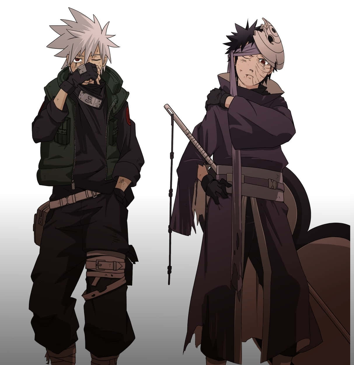 Kakashi, Tobi, spiky white hair, SD Phone Wallpaper