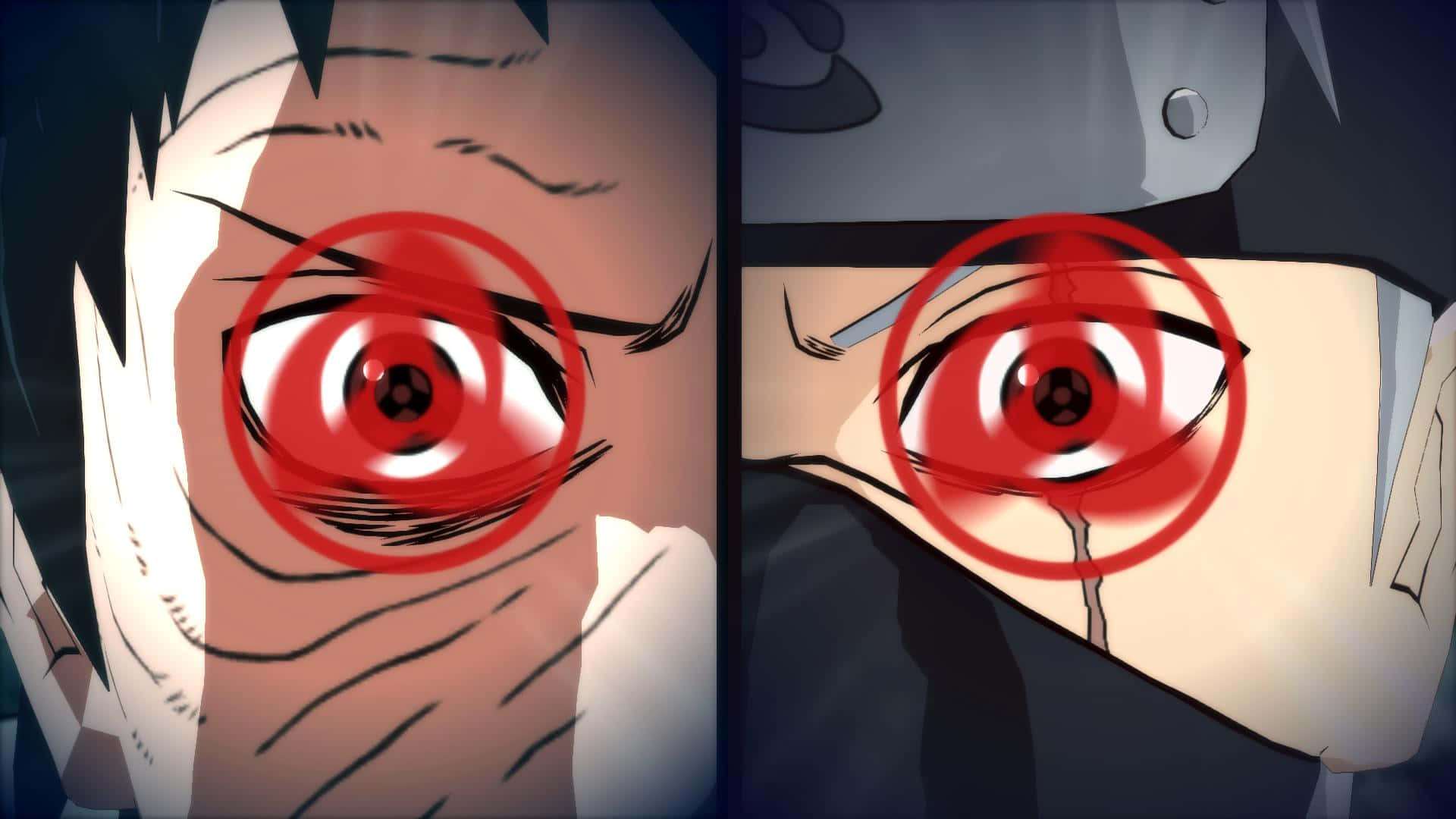 Kakashi, Tobi, intense red eyes, Full HD Desktop Wallpaper