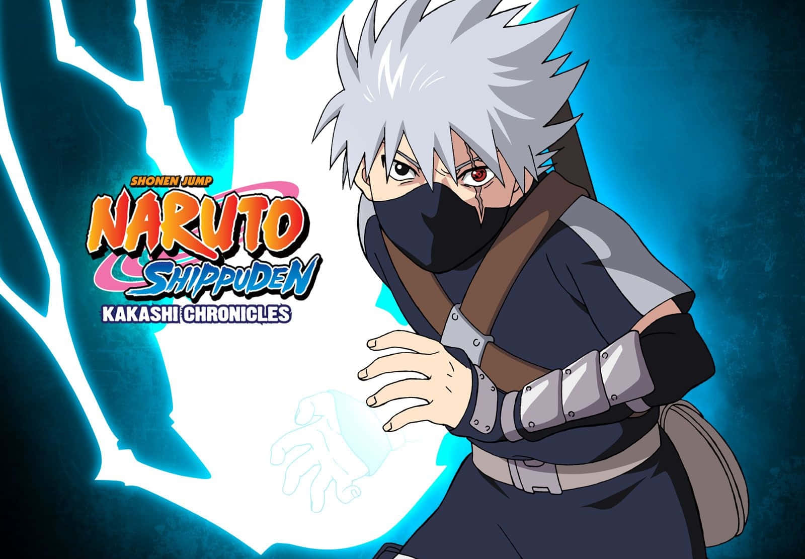 Kakashi Hatake Kid, glowing blue chakra hand seals, dark blue background, HD Desktop Wallpaper
