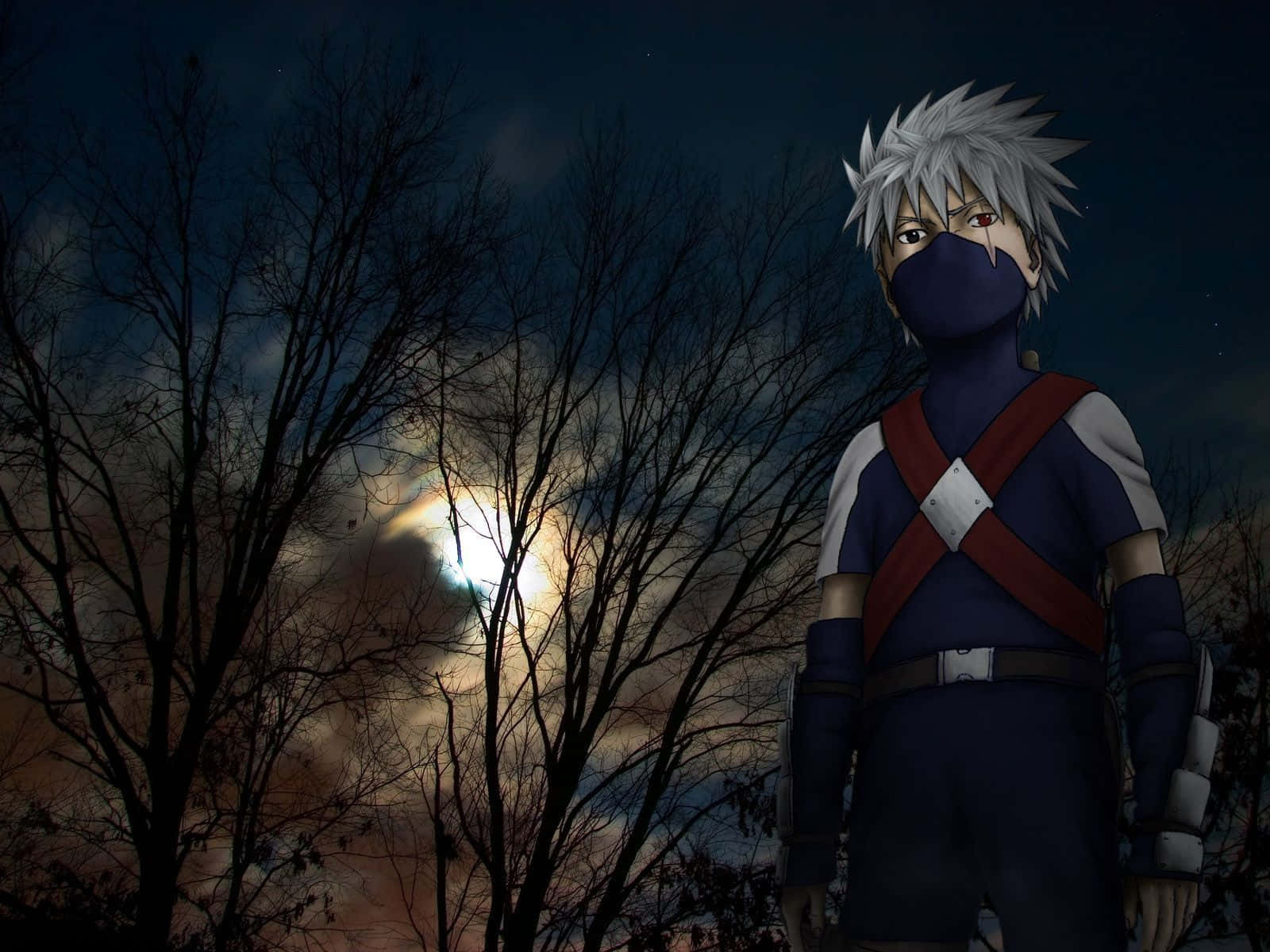 Kakashi Hatake Kid, spiky white hair, masked anime ninja, HD Desktop Wallpaper