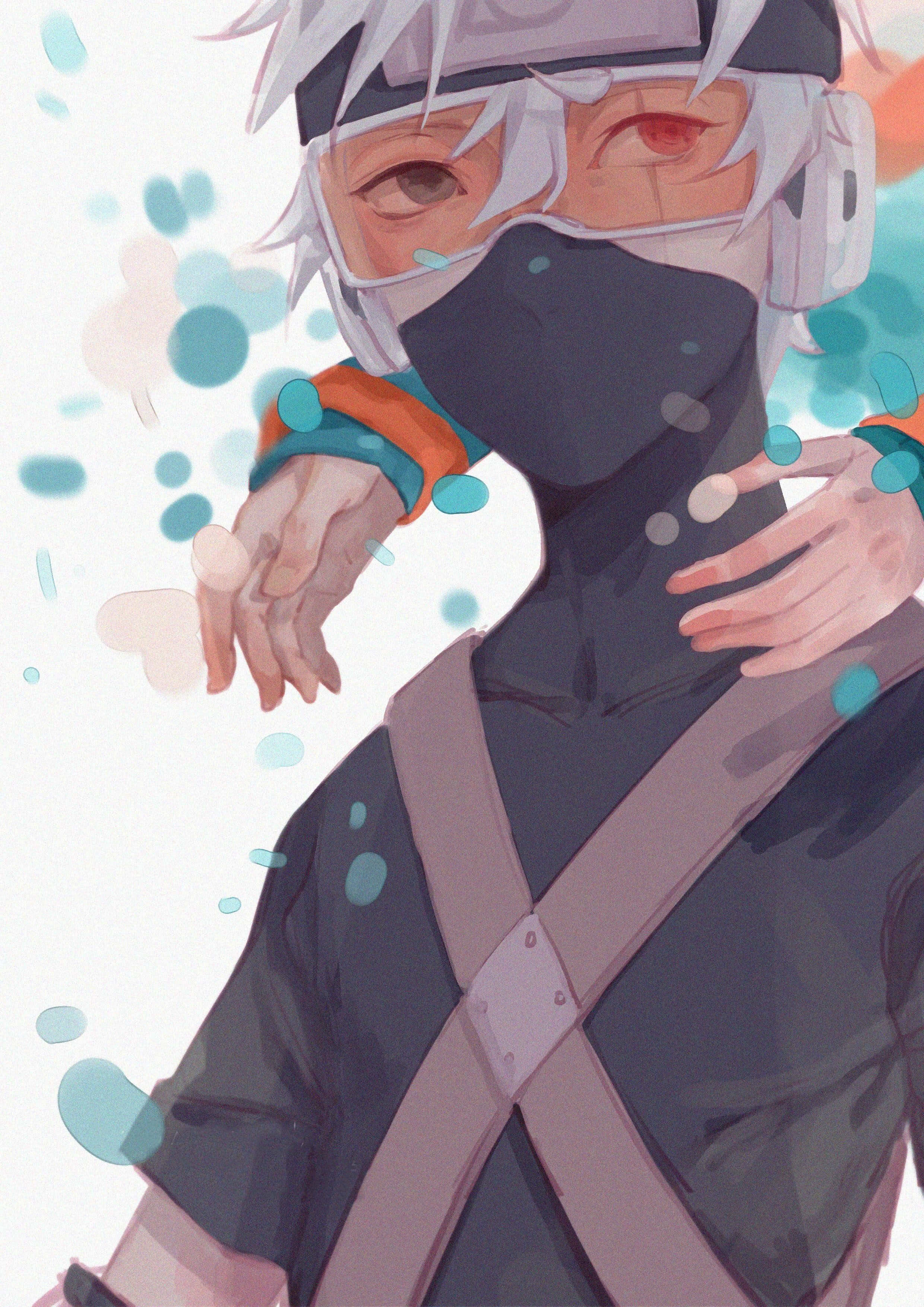 Kakashi Hatake, white hair, red eyes, 2K Phone Wallpaper