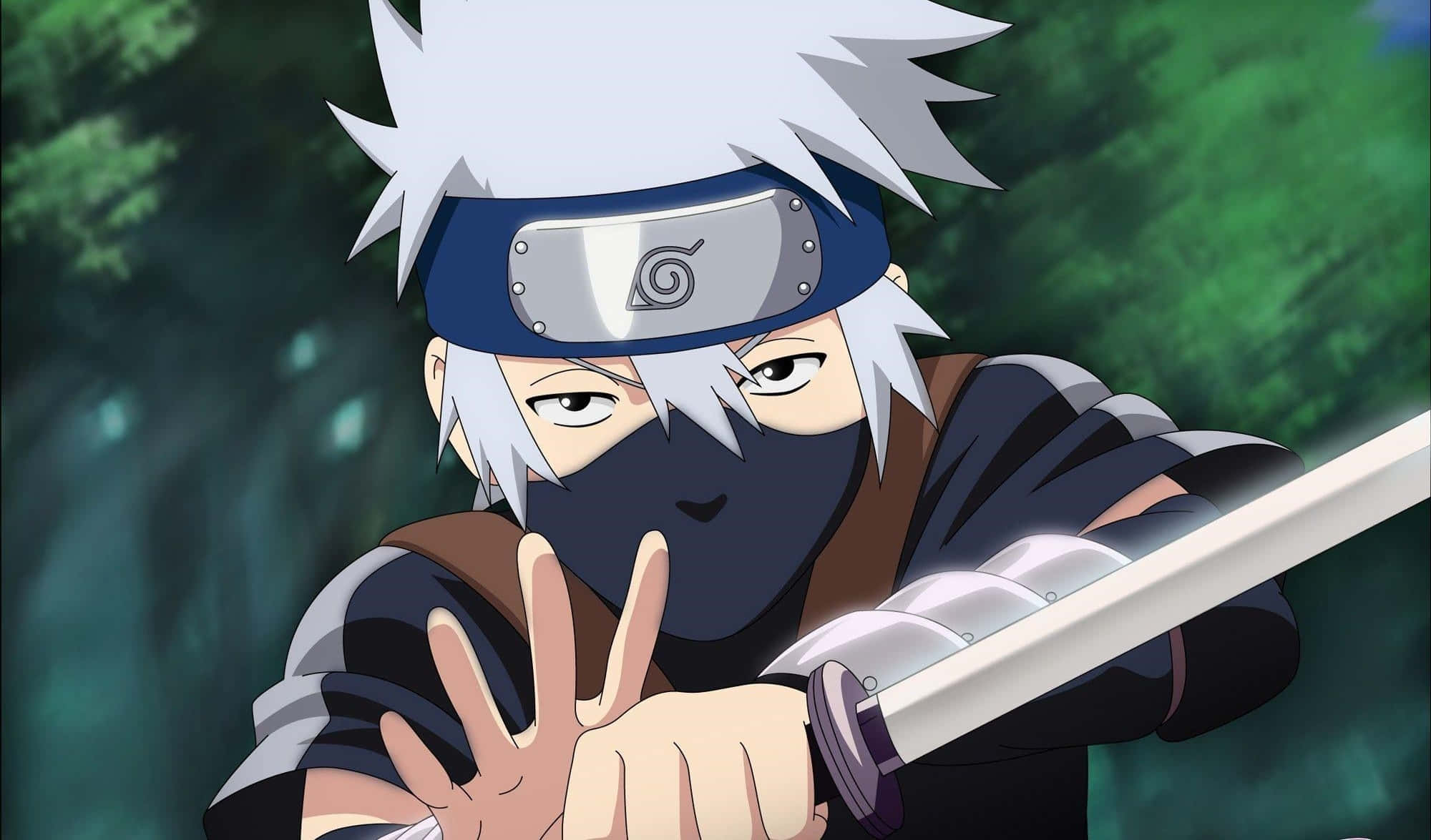 Kakashi Hatake Kid, signature headband, white spiky hair, Full HD Desktop Wallpaper