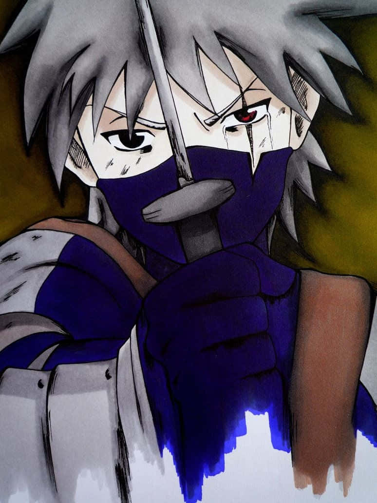 Kakashi Hatake Kid, spiky gray hair, purple mask, SD Phone Wallpaper