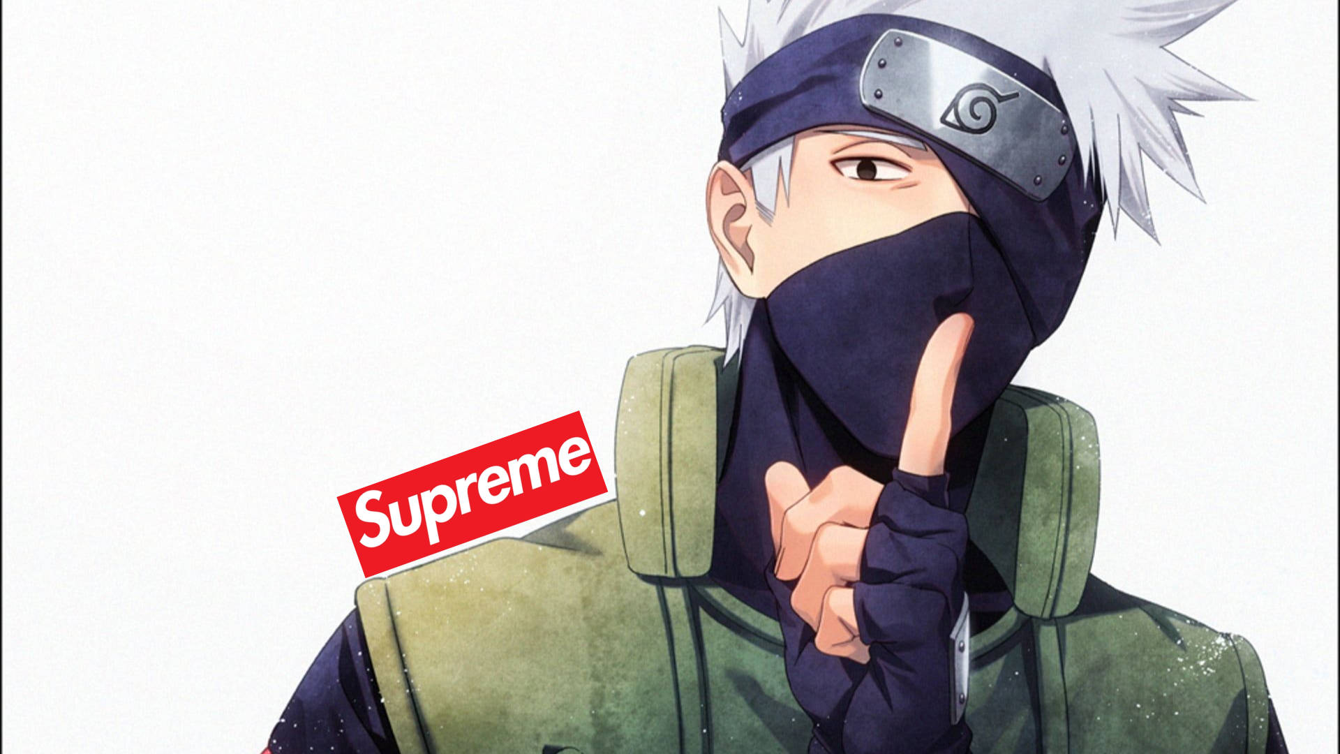 Kakashi Hatake Supreme, Supreme logo, white background, Full HD Desktop Wallpaper