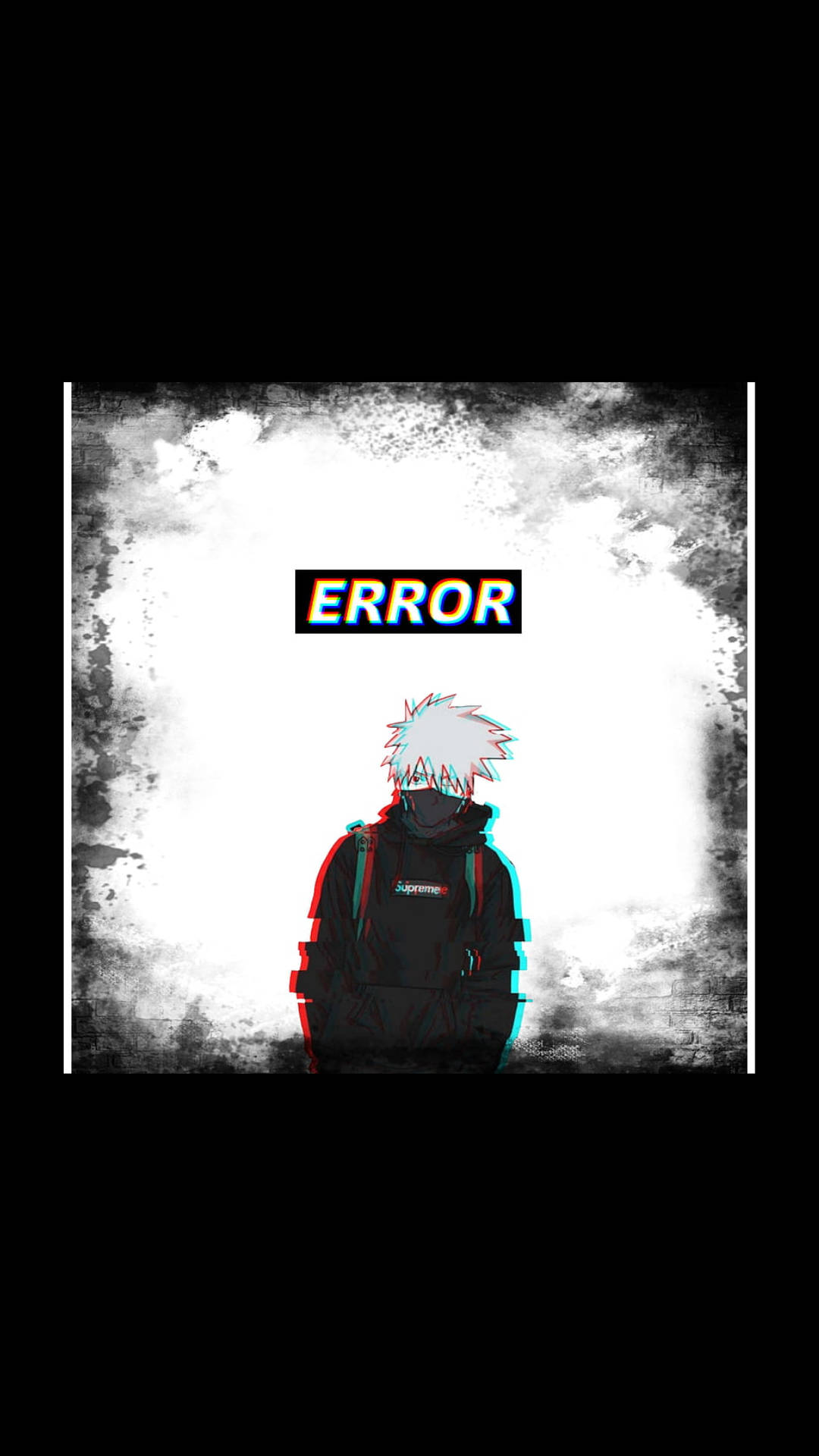 Kakashi Hatake Supreme, ERROR sign, white hair, Full HD Phone Wallpaper