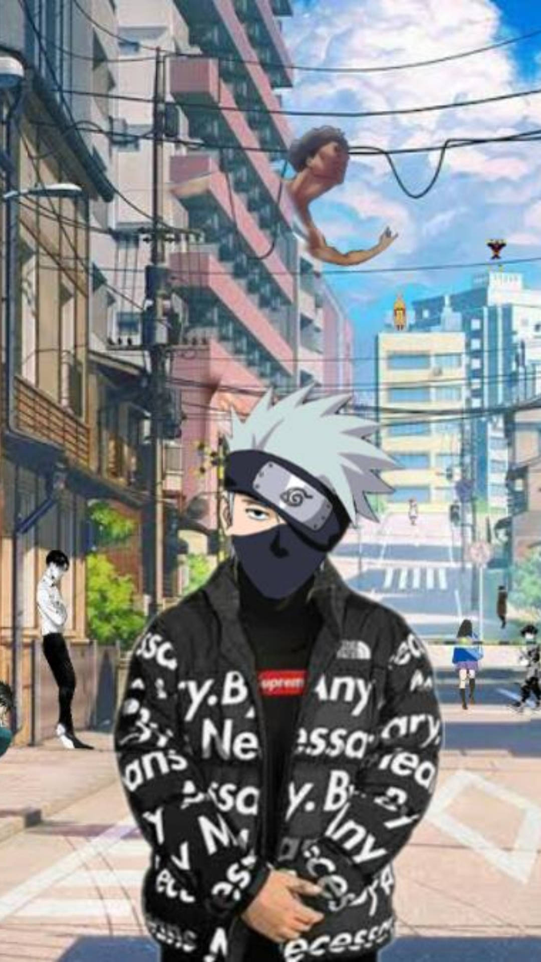 Kakashi Hatake, Street Look Of Kakashi Hatake Supreme, urban street, Full HD Phone Wallpaper