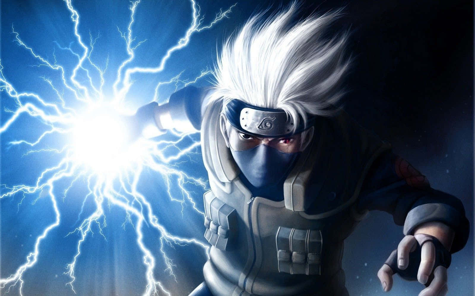 Kakashi Hatake, white hair, crackling lightning, HD Desktop Wallpaper