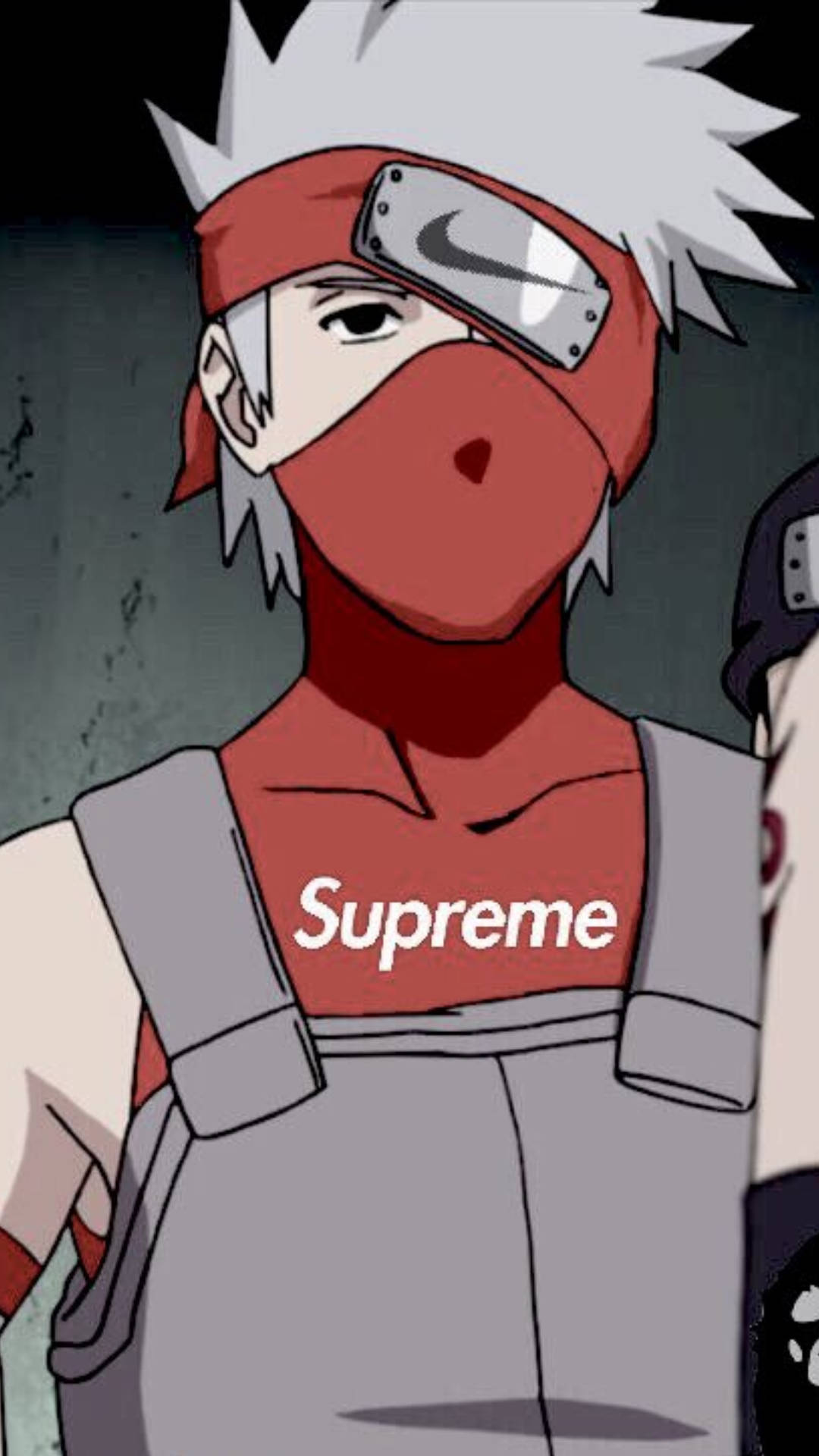 Kakashi Hatake, Supreme logo shirt, red mask, Full HD Phone Wallpaper