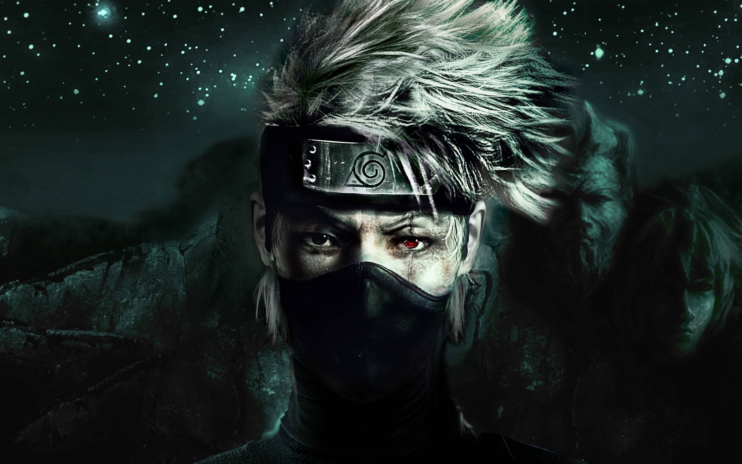 Kakashi Hatake, spiky white hair, red eye, 2K Desktop Wallpaper