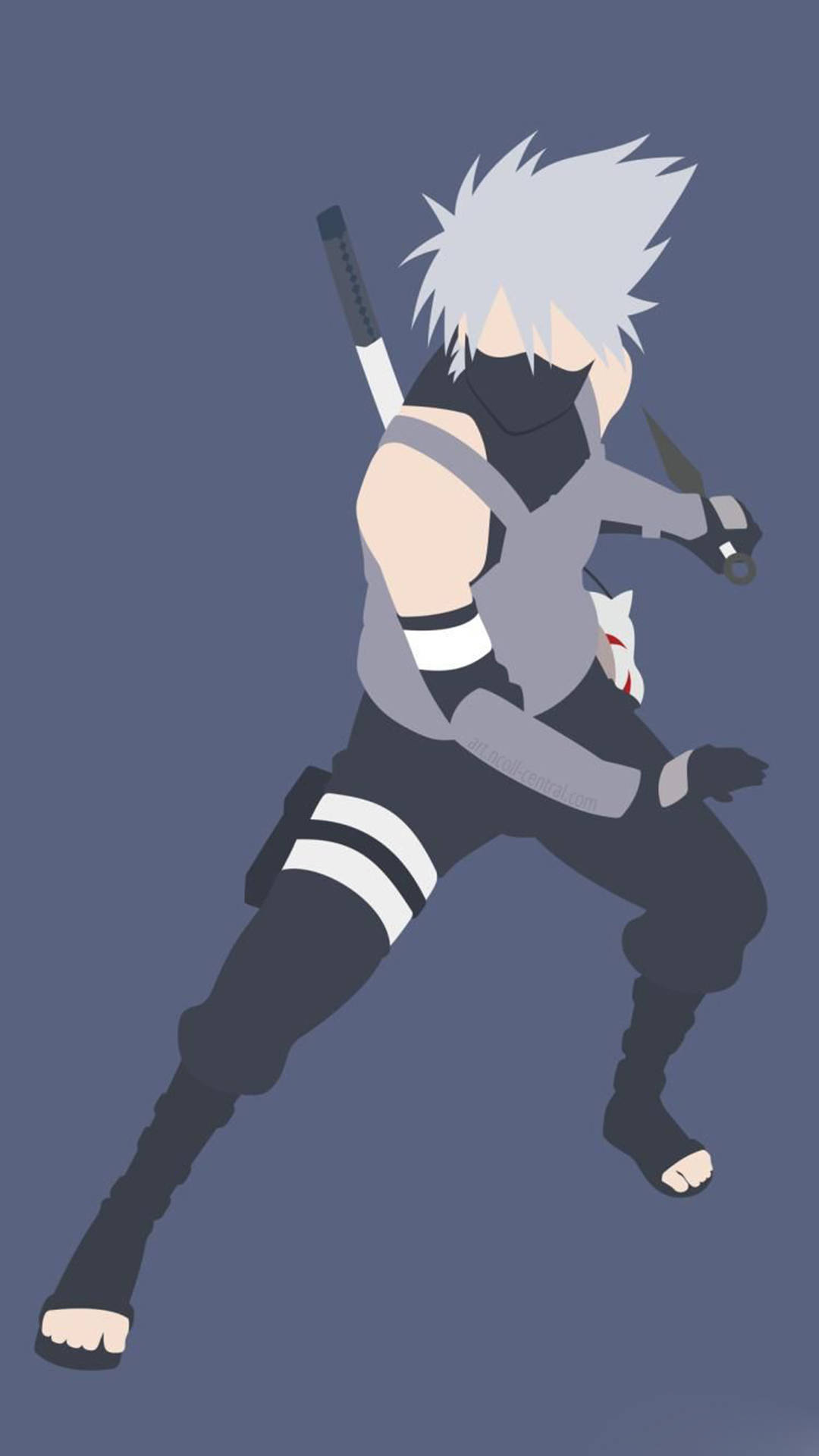 Kakashi Hatake, minimalist, spiky white hair, Full HD Phone Wallpaper