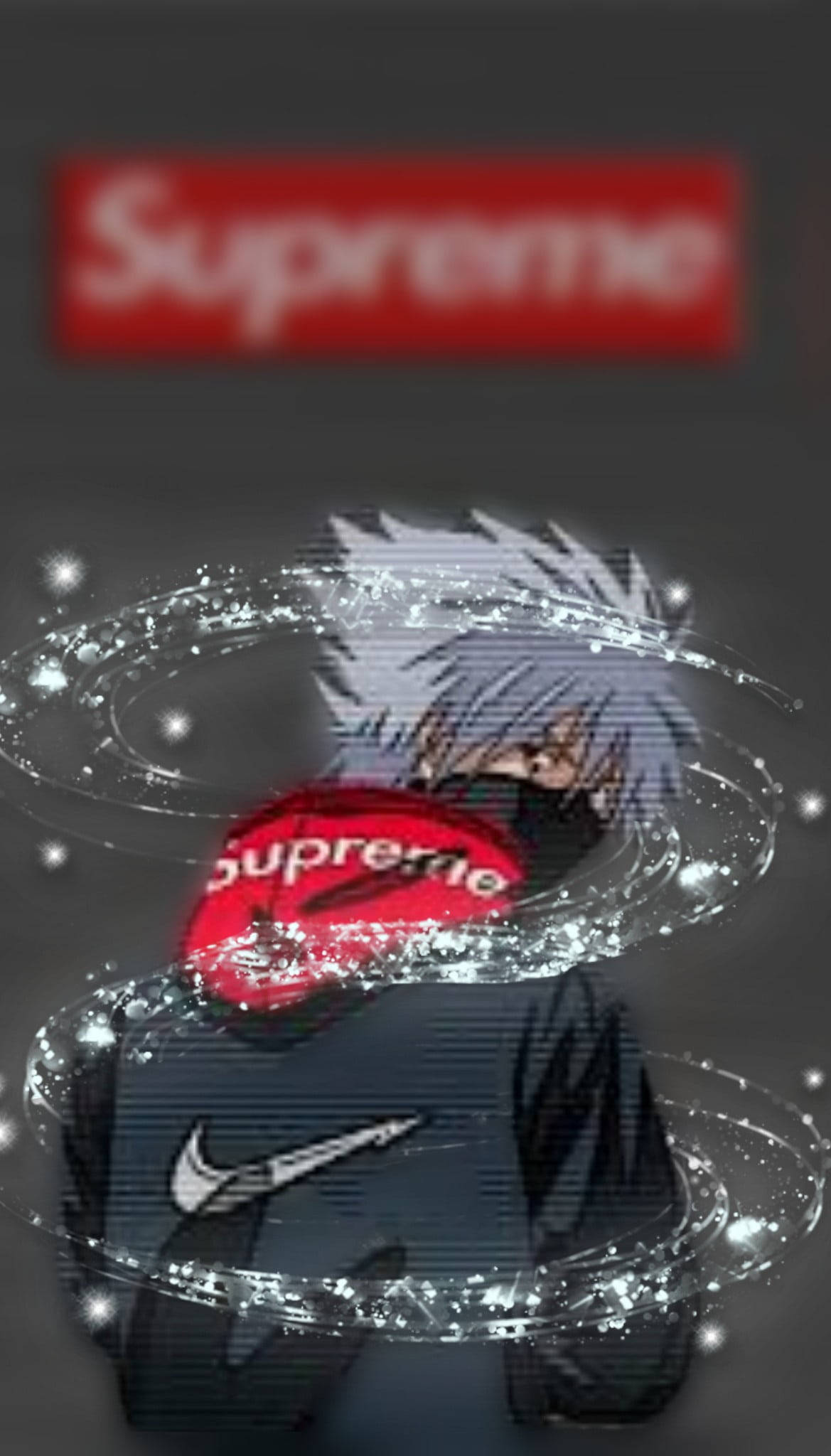 Kakashi, silver hair, red Supreme hoodie, Full HD Phone Wallpaper